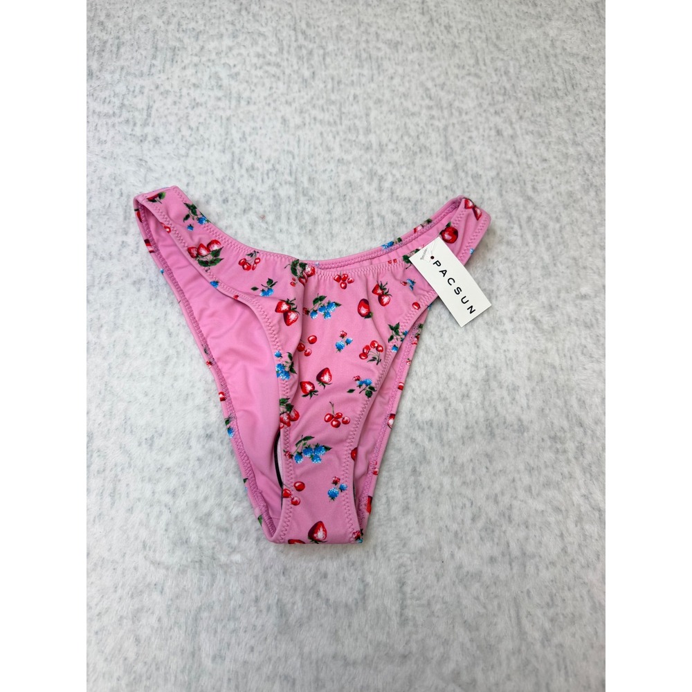 PacSun‎ Eco Pink Fruit Print V-Front High Cut Bikini Bottom Small NWT